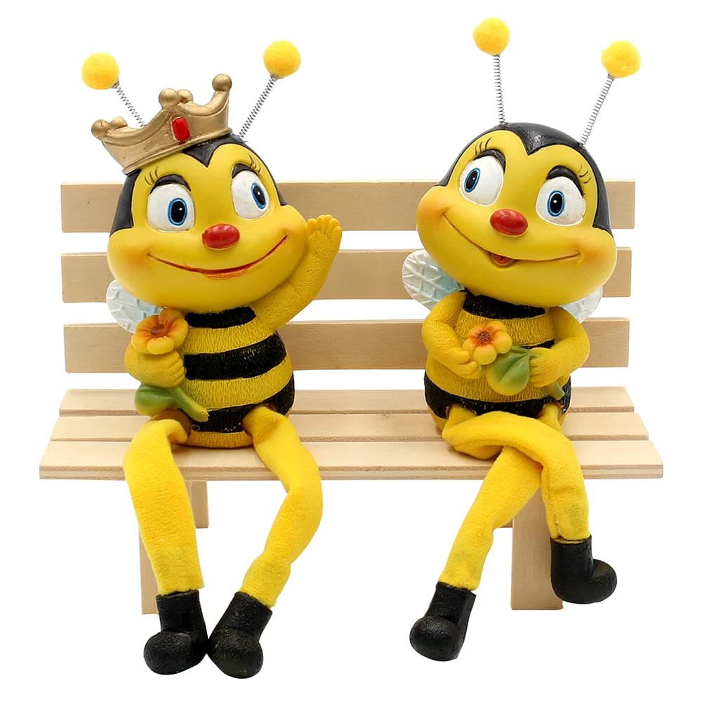 🐝Dekofigur Kantenhocker Bienen-Bienenpaar mit Blume, 2er Set🌼