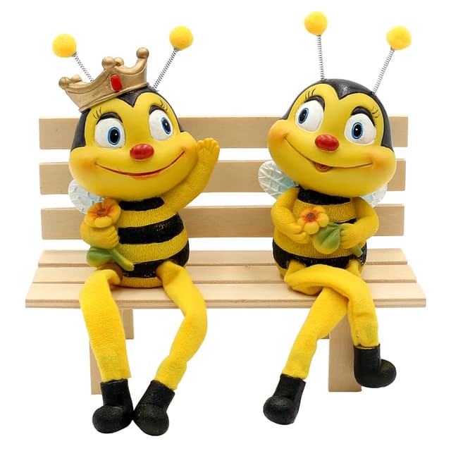 🐝Dekofigur Kantenhocker Bienen-Bienenpaar mit Blume, 2er Set🌼