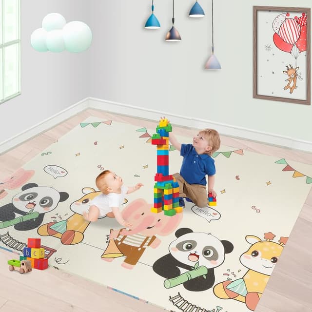 CCLIFE Krabbelmatte Baby Spielmatte Kinder 196x176x1cm 🌳🌈
