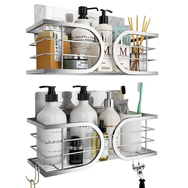 🚿 Adurei Duschablage ohne Bohren Edelstahl 304 - 2 Stück - Silber 🛁