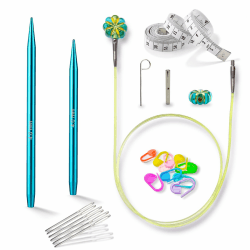 🧶 Dumeher Swivel Seile Kunststoff + Strickspitzen/Nadelspitze Metal, 4.0mm Rundstricknadel Set 360 ° Drehmechanismus Blau 4.0MM 🧵