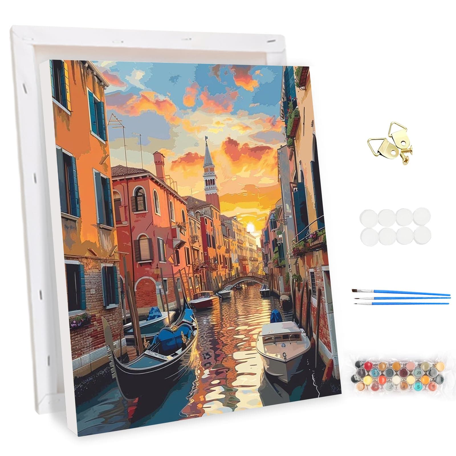 MEIYUDA Malen Nach Zahlen Erwachsene mit Rahmen 🎨 DIY Set Erwachsene Nacht Venedig Bastelset 🌙