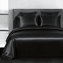 🌟 Omela Satin Bettwäsche Set 135x200 Schwarz 🌙 - Sommerbettwäsche 2-teilig ✨