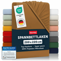 🛏️ Blumtal® Mikrofaser Spannbettlaken 200x220 cm - Oekotex zertifiziert - Braun - Pumpkin Spice 200 x 220 x 30cm