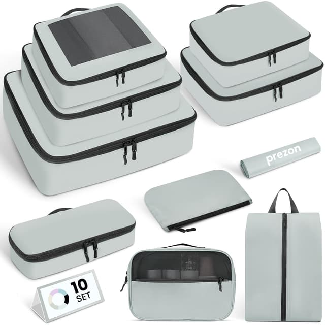 Prezon Packing Cubes for Suitcase 10 Set, Leichtgewichtige Gepäck Packing Organizer Packing Cubes für Reisezubehör 10 Set, Minze 🧳👕👟
