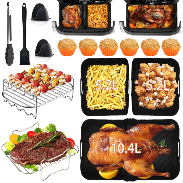 Heißluftfritteuse Zubehör für Ninja AF500EU Zubehör 18-Teiliges Airfryer Zubehör 🍟🥩
