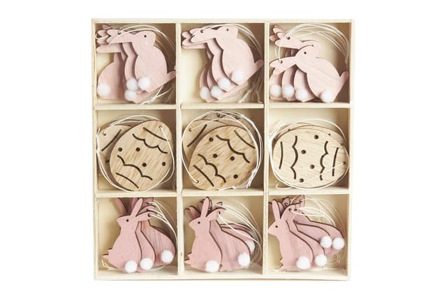 HEITMANN DECO Osteranhänger aus Holz - Osterdeko - 36-teilig - Rosa, Natur, Pink 🐰🥚🌸