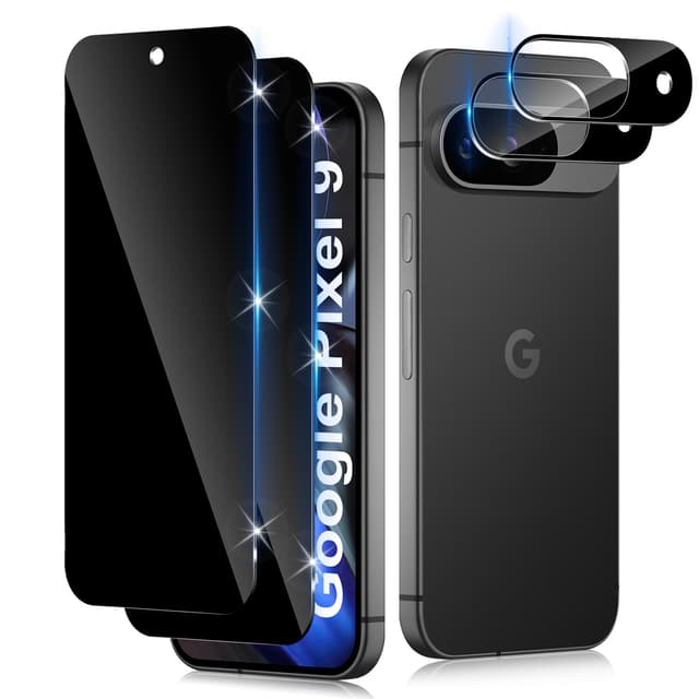 Funrae Sichtschutz Schutzfolie für Google Pixel 9 5G mit HD Schwarz Kameraschutz