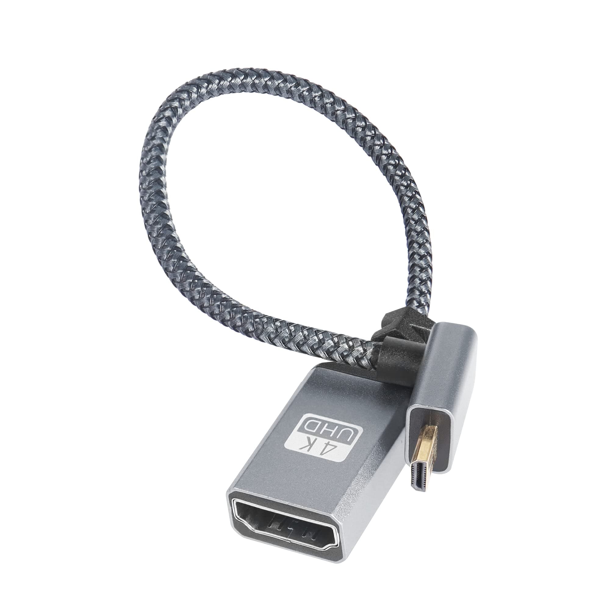 RIIEYOCA 4K Micro HDMI auf HDMI Adapterkabel, 90 Grad Abwärtswinkel Micro HDMI Stecker auf HDMI Buchse