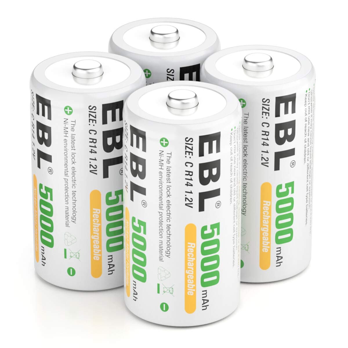 EBL Baby C Akku 5000mAh - NI-MH wiederaufladbare Batterie 4er Pack 🚀