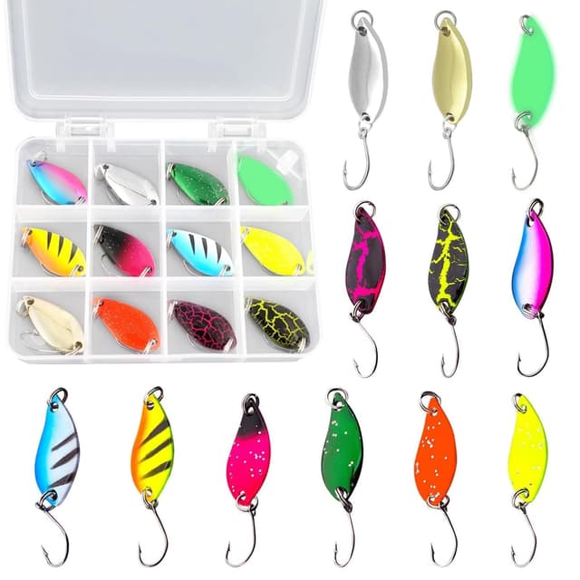 🎣 Angelköder Set: 12 Stück 5g Forellen Spoon Set mit Box 🐟