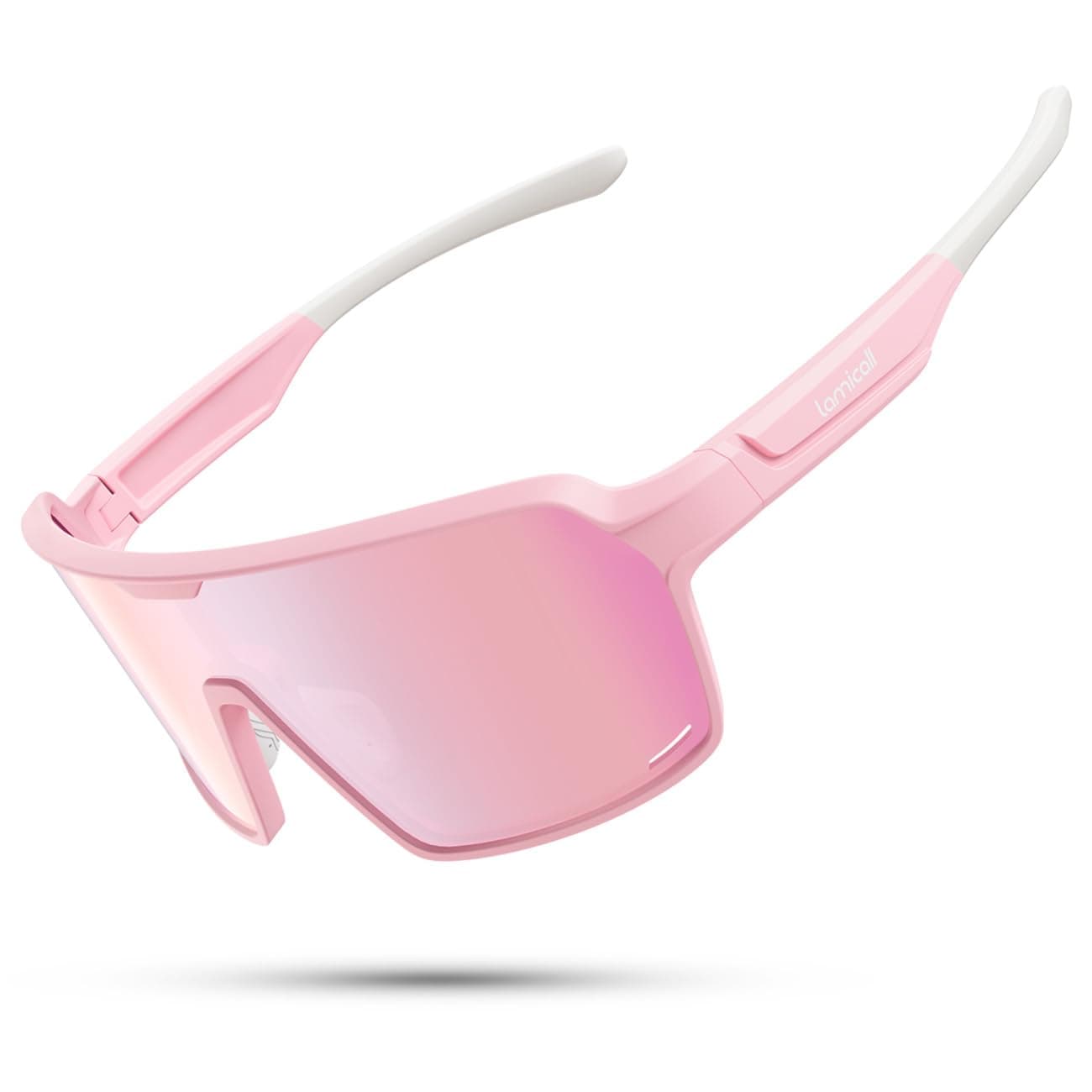Lamicall XL Fahrradbrille Herren, Schnelle Brille Damen - [29g TR90 Ultraleicht] Polarisiert Sportbrille Fahrrad Rosa 🚴‍♀️