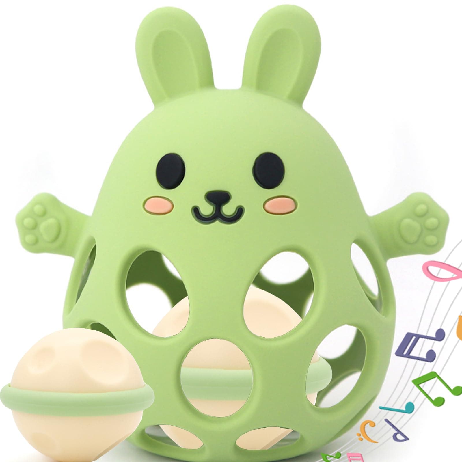 🐰🌿 Greifball Für Babys - Verbesserter Rasselball Montessori Spielzeug Baby - Zahnungshilfe Baby - BPA Frei Beißspielzeug Baby Geschenk