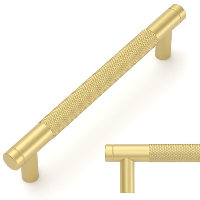 🌟 Mega-Angebot: Amerdeco 5 Stück Mattes Gold Gerändelte Schrankgriffe