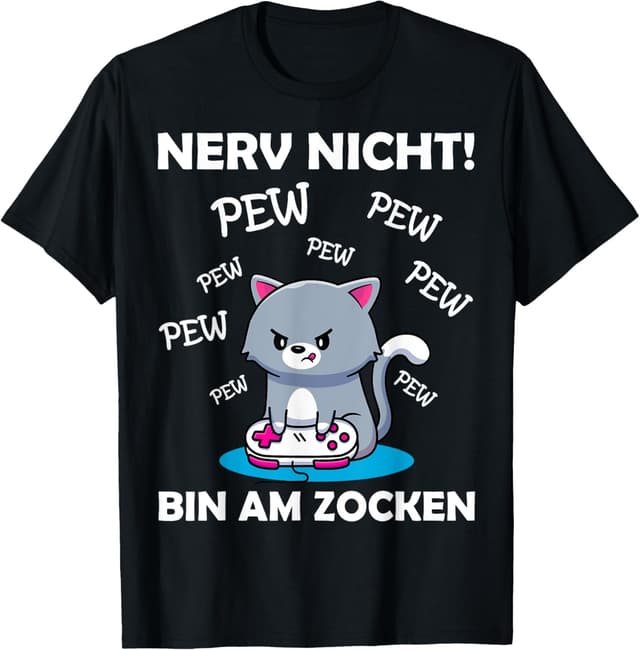 😺🎮 Gamer Spruch Gaming Katze Gaming Headset Gamer Nerd T-Shirt 🎁🎮