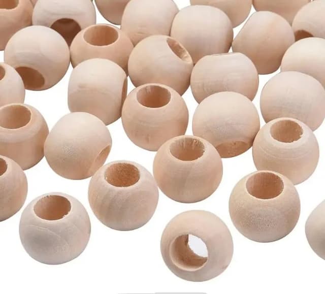 🌿🔮🎨 200 Stück Holzperlen Natur 12mm Grossloch - Basteln und Schmuck Zubehör 📿⚜️