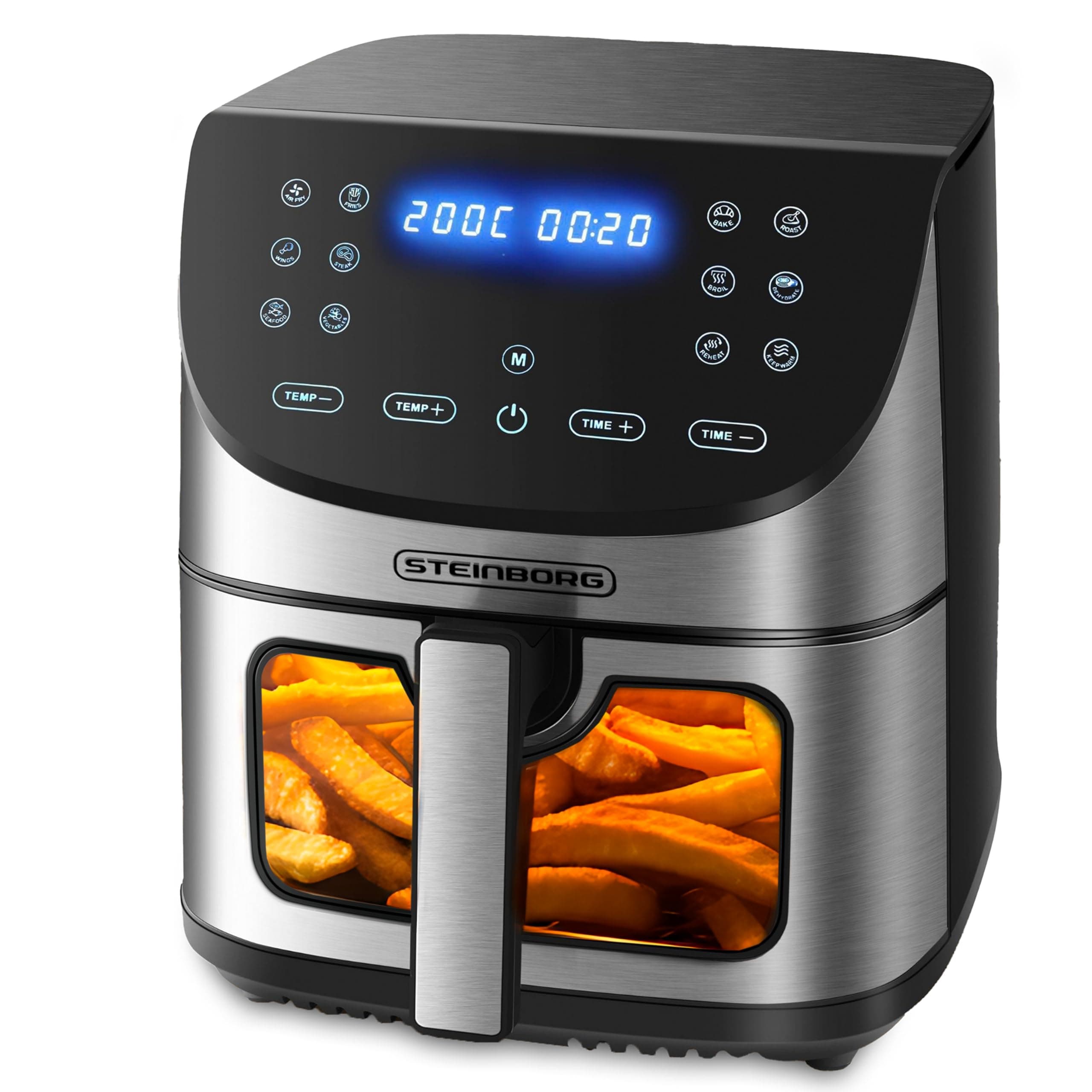 Heißluftfritteuse 8 Liter | 4 in 1 Mini Backofen | Dörrautomat | Grillen Backen Dörren Frittieren