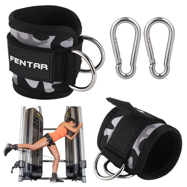 2 Stück Fußschlaufen Kabelzug mit D-Ringen Fußmanschetten und Karabiners 🏋️‍♂️