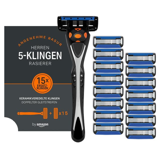 🔥 Amazon Herrenrasierer mit 5 Klingen & Nachfüllpackungen 🪒 16er Pack | Modern & Mehrfarbig