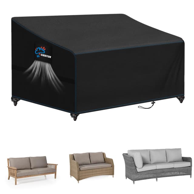 SIRUITON 260x102x89/61cm Gartenbankabdeckung - 420D Oxford-Faser - Schwarz ⭐