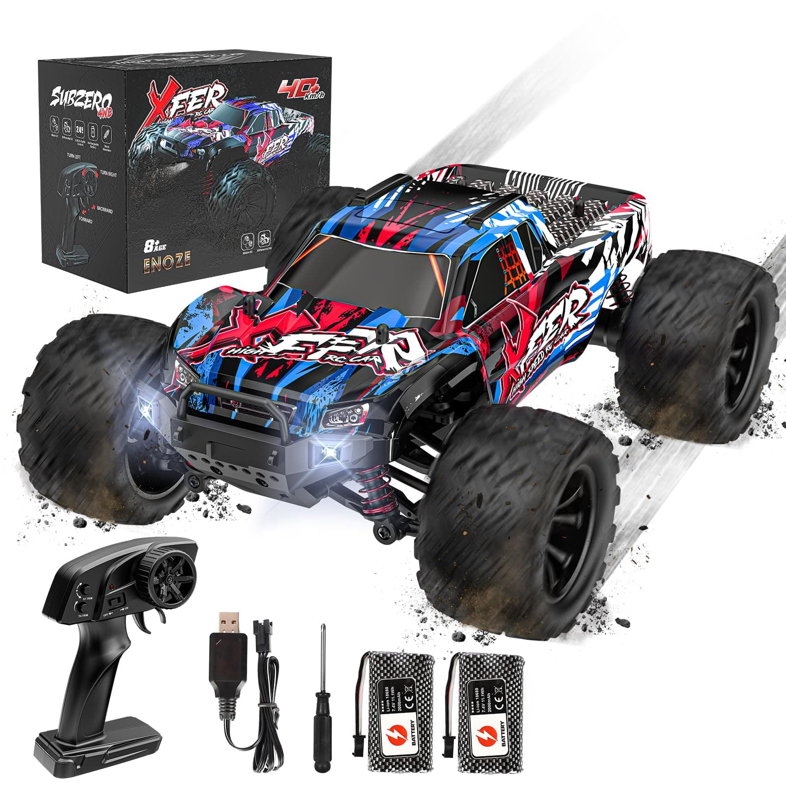 🚗 EVARY Ferngesteuertes Auto 1:16, 40KM/H, 2.4GHZ, 4WD - RC Monstertruck für Jugendliche ab 12 Jahren