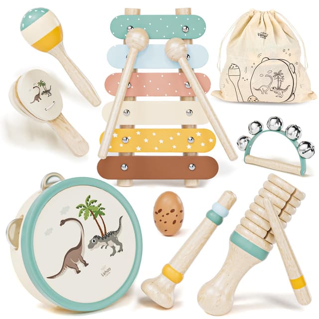 Lehoo Castle Musikinstrumente für Kinder 🎶🥁🎹 Montessori Holzspielzeug ab 1 2 3 Jahre