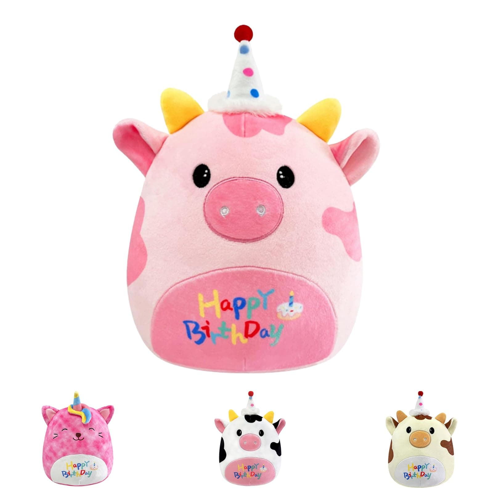 Rosa Happy Birthday Plüschtier Kuh 20CM Einhorn Kuscheltier 🐄