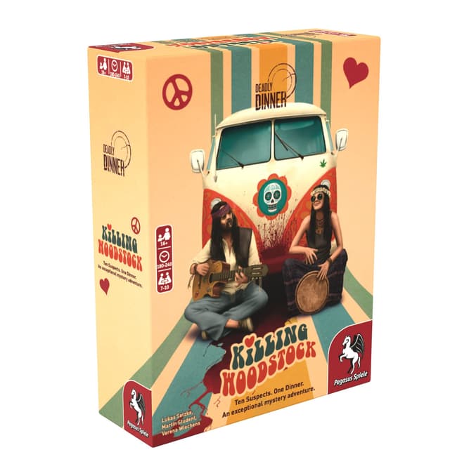 🕵️‍♂️🎶 Pegasus Spiele 19012E - Deadly Dinner - Killing Woodstock 🌲🔪 - Mörderisches Krimidinner für Zuhause