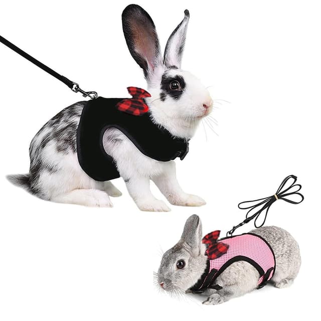 🐰🌟 2 Stück Kaninchen Geschirrleine - Verstellbares Hasen Softgeschirr mit Leine