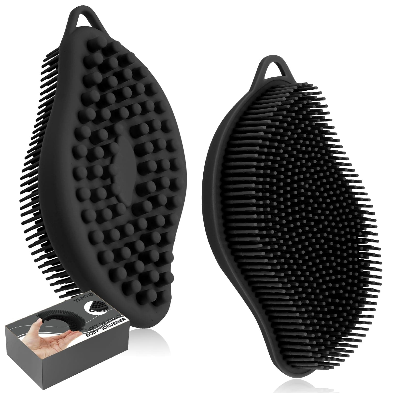 Silikon-Körperschrubber und Kopfhautmassagegerät - Diamant Black 💎