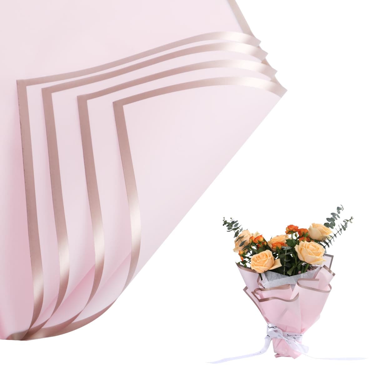 🌸 Geschenkpapier, 20 Blatt Blumenpapier, wasserfestes Blumen Papier für Geburtstag & Hochzeit（Rosa）