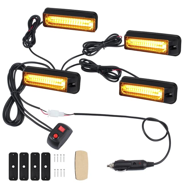 🚨 COLFULINE 4 x 8W Frontblitzer, 12/24V Warnlicht - 9cm COB Led Blitzer 🚨