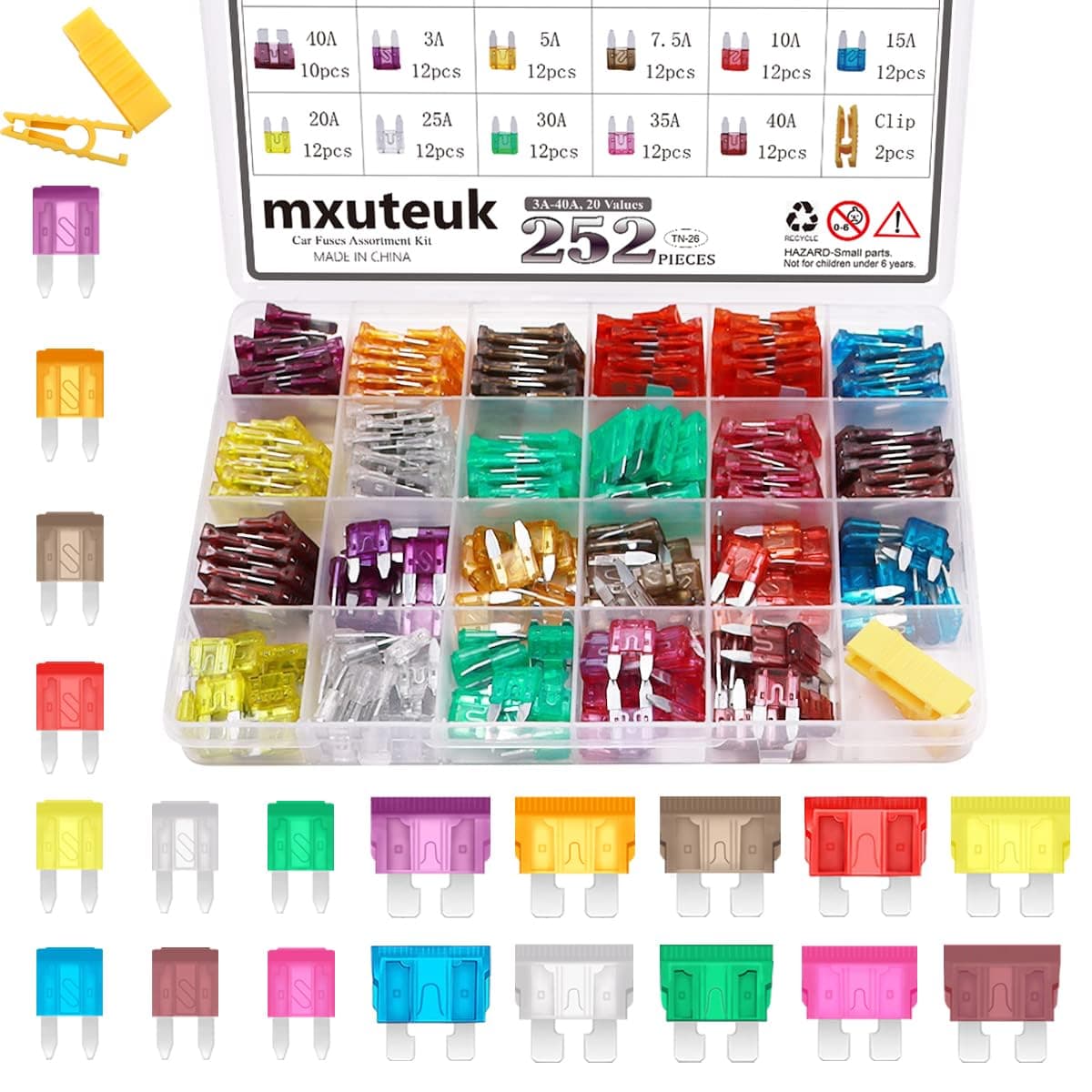 🚗🔥 Mxuteuk 252 Stück Auto Sicherungen Sortiment Kit - 10.39€ + Kostenloser Versand!
