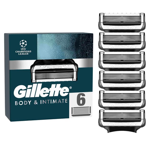 🪒 Gillette Body & Intimate Rasierklingen - 6 Ersatzklingen für sanfte Rasur