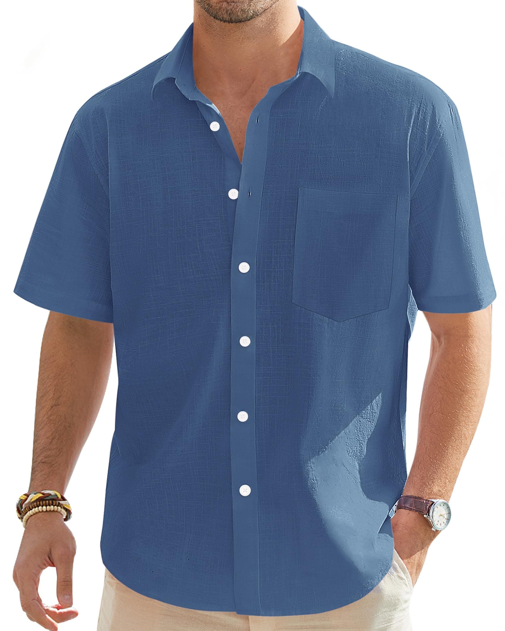 J.VER Leinenhemd Herren Hemd Kurzarm Leinenshirt 🌞😎👔
