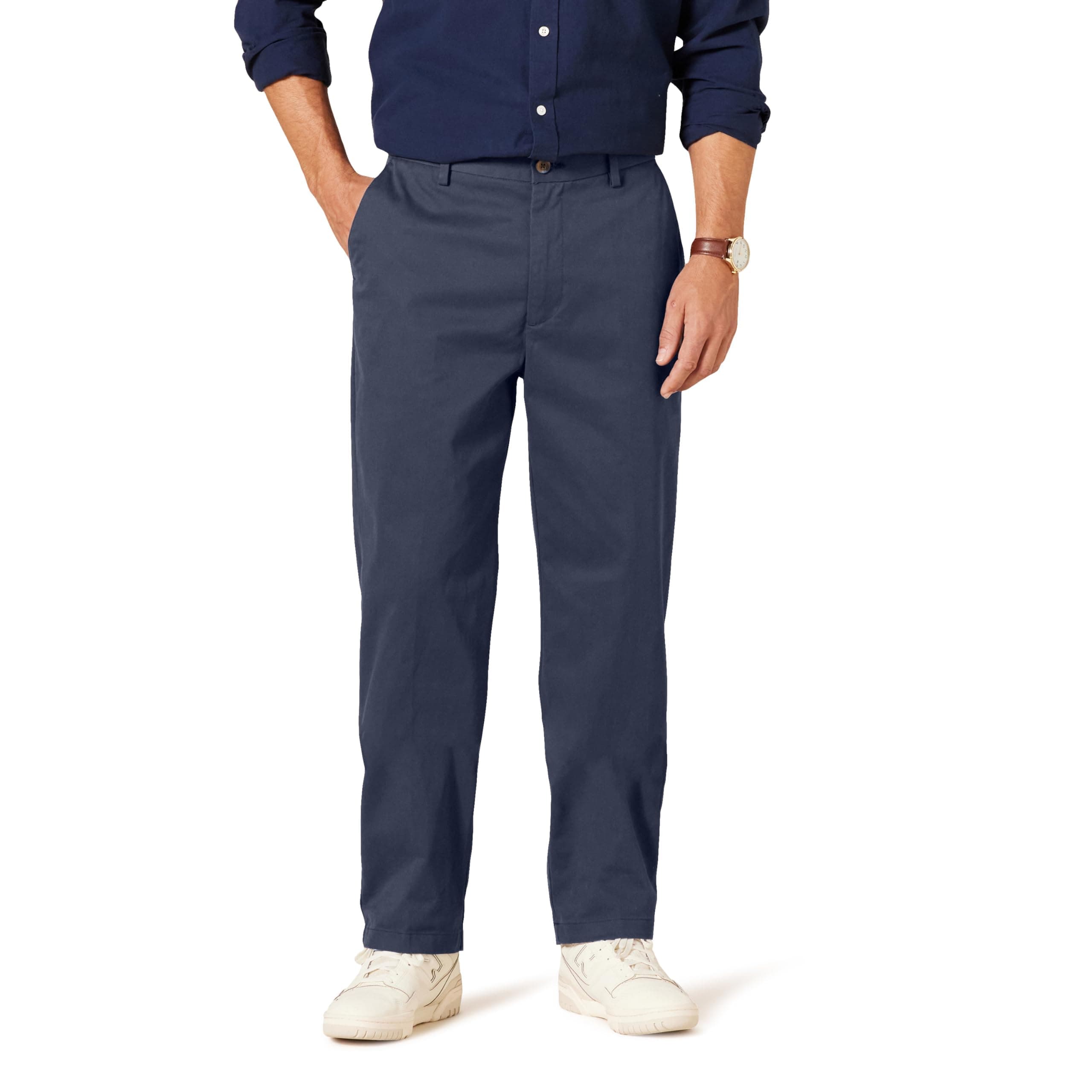 👖 Amazon Essentials Herren Knitterfreie Flatfront-Chinohose in klassischer Passform (erhältlich in Übergröße) Marineblau