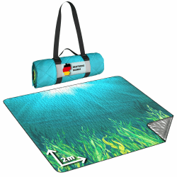 🌊🏖️ StarK Picknickdecke Ocean 200x200 Wasserdicht, 3-lagige Stranddecke Sandfrei ohne Nähte