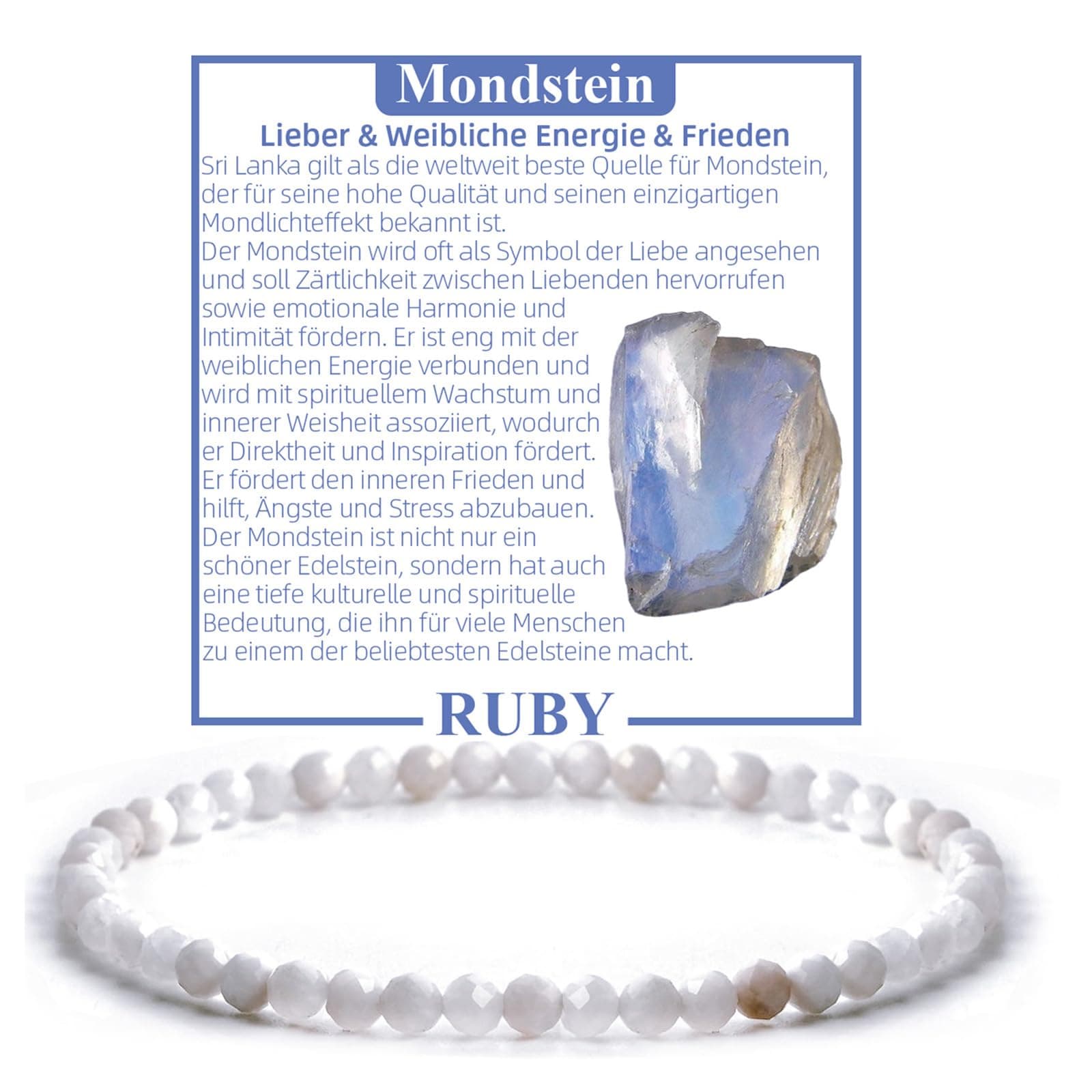 RUBY Perlenarmband Damen - Hochwertiges 4mm Edelstein Armband 🌟🎁