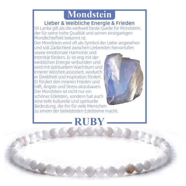RUBY Perlenarmband Damen - Hochwertiges 4mm Edelstein Armband 🌟🎁