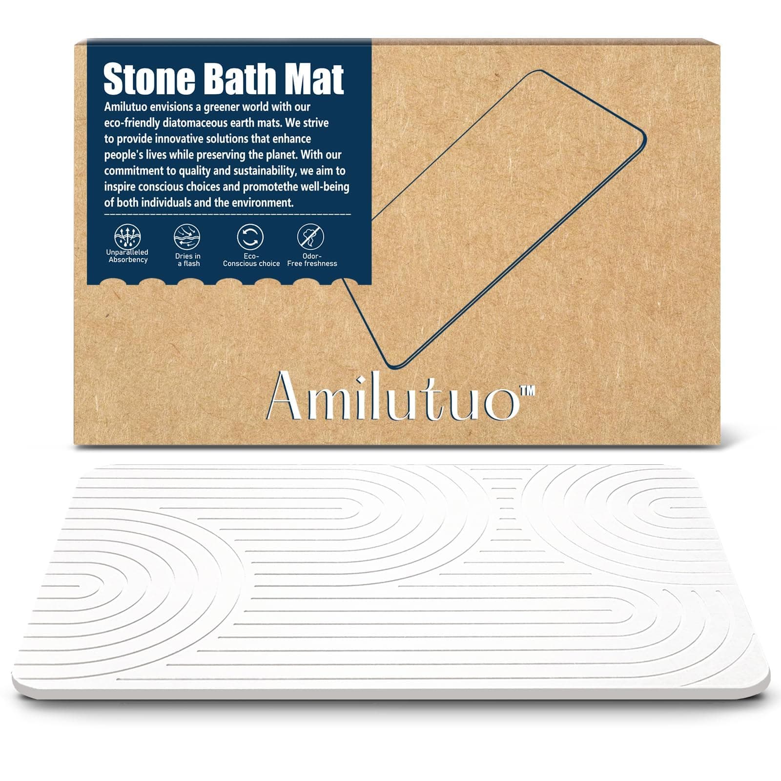 🛁 Amilutuo Badematte Stein | Diatomite Stone Bath Mat | Rutschfeste Stein Badematte