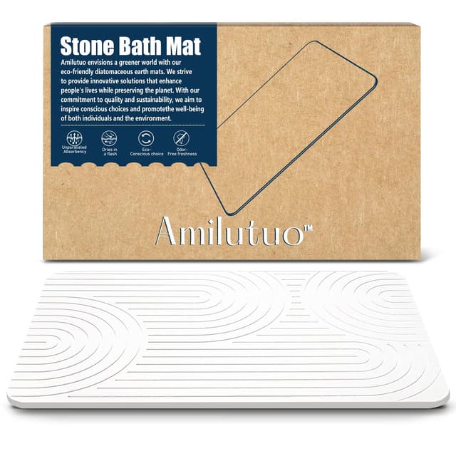 🛁 Amilutuo Badematte Stein | Diatomite Stone Bath Mat | Rutschfeste Stein Badematte