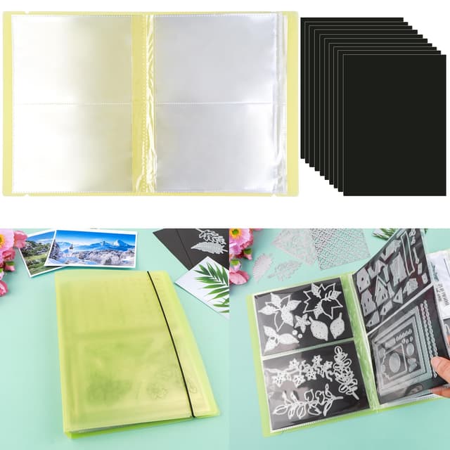 🎨 Aufbewahrungsalbum für Stempel und Stanzformen 🌟 10 Magnetblätter & 80 Taschen/20 Seiten Gelb