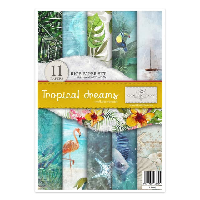 🎨 ITD Collection RP006 Reispapier, Tropical Dreams, 29,7 x 21 cm - Kreativset für Decoupage und mehr!