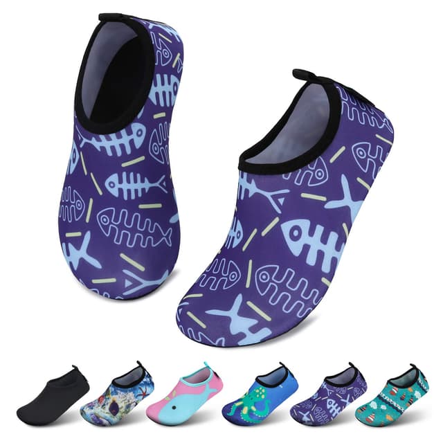 SAGUARO Kinder Badeschuhe Mädchen Schwimmschuhe Junge Schnell Trocken Outdoor Aqua Schuhe, 28/29 EU Blau Fischgräte 🌊👧🧒