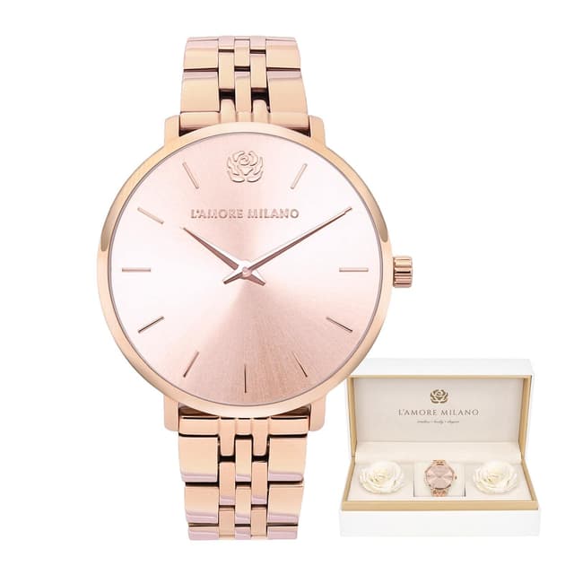 L'AMORE MILANO Damenuhr Rosenbox - Hochwertige Armbanduhr Edelstahl 🌹⌚