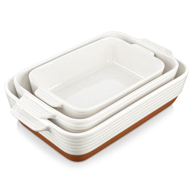 MALACASA,Serie TARA,Auflaufform Set Eckig, 3er Set aus Steingut  🍲🎁