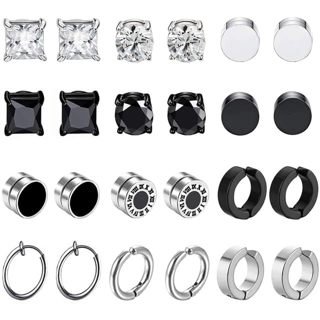 🌟 12 Paar Magnet Ohrringe Männer & Frauen Set - Nicht Durchbohrte Ohrclips 🌟