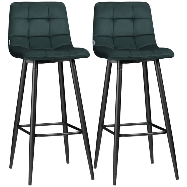 🌟 HOMCOM 2er-Set Barhocker mit Samt-Bezug für Wohnzimmer und Esszimmer 🌟