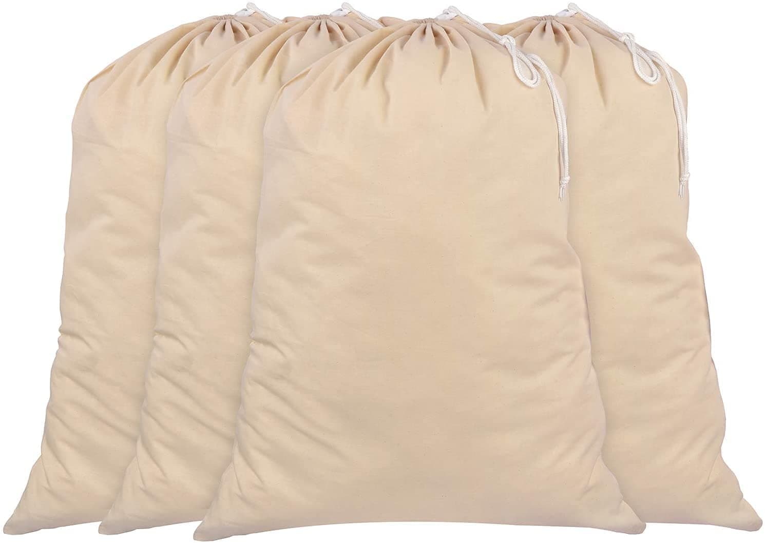 Wäschebeutel 4er Set 71 x 91 cm 🌿 100% Baumwolle Extra große Heavy Duty in natürlicher Farbe 🌟