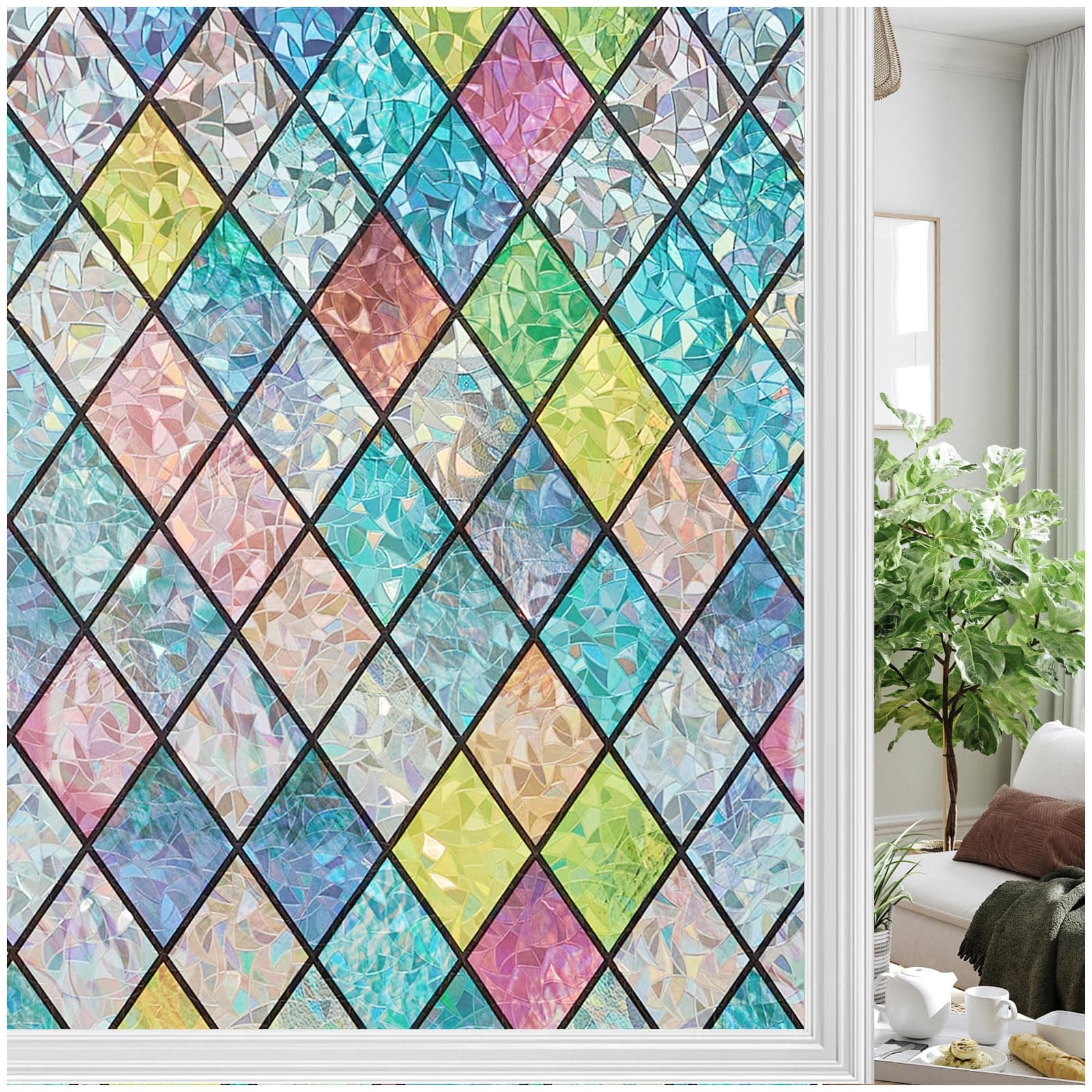Bectosy Fensterfolie Blickdicht Regenbogen Sichtschutzfolie 🌈